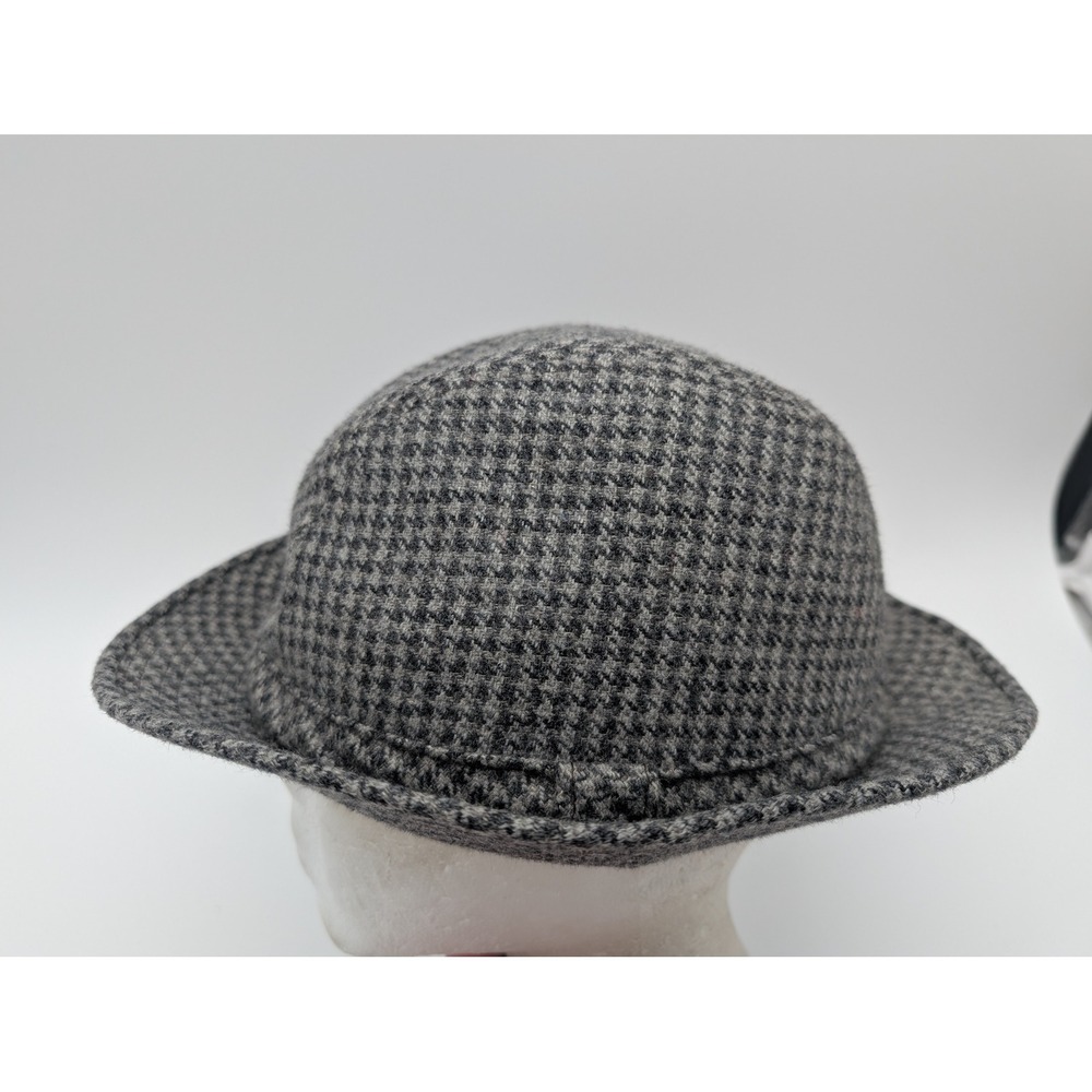 Country Gentleman Gray Houndstooth Wool Blend Fedora Hat Made in Italy Size M